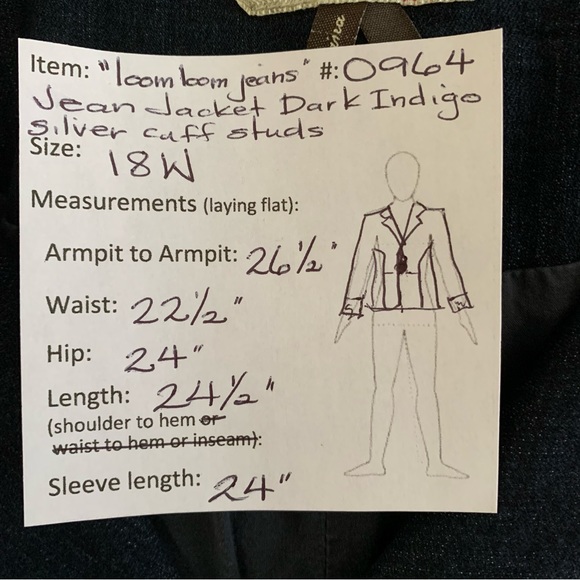 “Loom Loom Jeans” Dark Wash Denim Jean Jacket size 18W - Picture 12 of 12